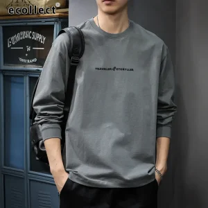 Áo Thun Dài Tay Nam ECOLLECT LT01 – Cotton Dày 300gsm, Logo 3D Ép Nổi – Phong Cách Hiện Đại, Thoải Mái Mùa Thu Đông