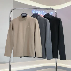 Áo giữ nhiệt nam Ecollect #GN02 cao cổ 5cm vải cotton dày dặn co giãn bên trong có mặt nhung mềm mại ấm áp mùa đông Menswear Thun Top Voi Đen Pants