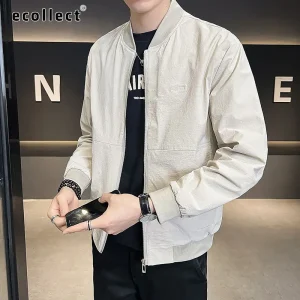 Áo khoác gió nam ECOLLECT J09 bomber cổ bo, vải gió waffle ô vuông nhẹ thoáng, chống gió nhanh khô
