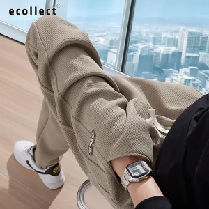 Quần jogger nam ECOLLECT QD24 vải waffle cotton 280gsm thoáng mềm phom rộng bo gấu dây rút thu đông không xù