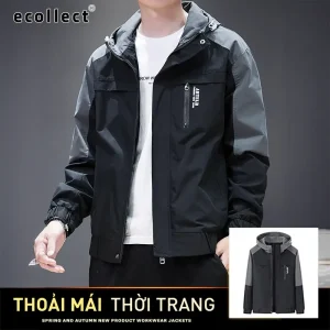 Áo khoác gió nam ECOLLECT G06 phom rộng có mũ, trượt nước, phong cách workwear Công Sở Thu Đông 2025