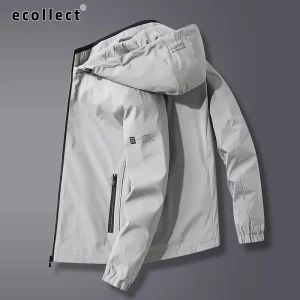 Áo khoác gió nam ECOLLECT G18 phom rộng có mũ, trượt nước, phong cách business casual Thu Đông 2025