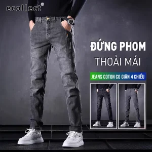 Quần jean nam ECOLLECT QD27 – phom slim fit ống đứng thoải mái, denim cotton co giãn 4 chiều