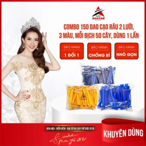 Dao cạo râu, 150 cái, 3 màu, Dao cạo râu dùng một lần, 2 lưỡi dao, Chuyên dụng cho các khách sạn nghỉ dưỡng
