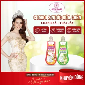 Nước Rửa Chén Avatar Hương Chanh Sả & Hương Trái Cây Tươi Mát 750g/chai- Loại Bỏ Mùi Tanh Và Dầu Mỡ Hiệu Quả An Toàn