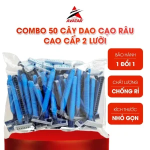 Dao cạo hai lưỡi cao cấp, combo 50, với dải bôi trơn và tay cầm cao su mềm, Lý Tưởng cho khách sạn, spa và sử dụng dịch vụ khách sạn