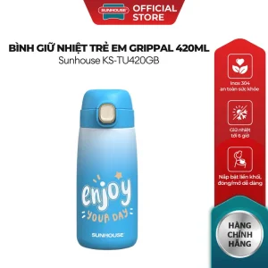 [Hàng mới về] Bình giữ nhiệt trẻ em GripPal 420ml Sunhouse KS-TU420GB - Inox 304 an toàn - Giữ nhiệt 8-10h - Miệng uống tiện lợi