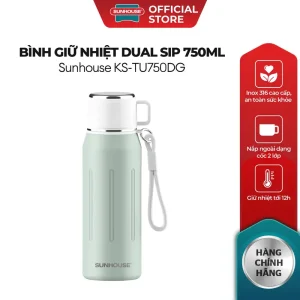 [Hàng mới về] Bình giữ nhiệt Dual Sip 750ml Sunhouse KS-TU750DG - Inox 316 cao cấp - Giữ nhiệt tới 10h - Cốc uống tiện lợi