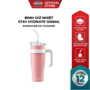 [Hàng mới về] Bình giữ nhiệt Stay Hydrate 1200ml Sunhouse KS-TU1200SP - Inox 304 - Giữ nhiệt 10-12h - Ống hút tiện lợi
