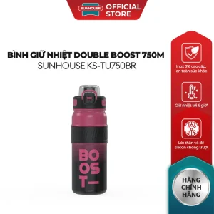 [Hàng mới về] Bình giữ nhiệt Double Boost 750ml Sunhouse KS-TU750BR KS-TU750BY - Inox 316 cao cấp - Giữ nhiệt 8-10h - Vòi uống tiện lợi