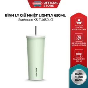 [Hàng mới về] Bình ly giữ nhiệt Lightly 650ml Sunhouse KS-TU650LG - Inox 304 - Giữ nhiệt 4-6h - Đế silicon chống trượt