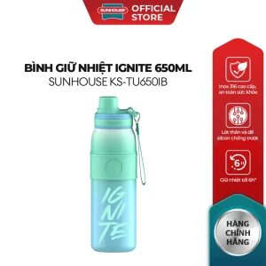 [Hàng mới về] Bình giữ nhiệt Ignite 650ml Sunhouse KS-TU650IB - Ruột bình inox 316 cao cấp - Giữ nhiệt tới 10h - Vòi uống tiện lợi