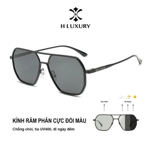 Kính râm phân cực H Luxury chống chói lóa chuyên dụng khi lái xe ngày đêm, câu cá - Kính Đổi Màu Phân Cực V14 Kính Mắt Titan