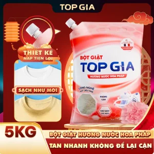 [SIZE 5 KG - DÙNG HƠN 4 THÁNG] Bột Giặt TOPGIA Hương Nước Hoa Hồng Pháp Sạch Vượt Trội Với Hạt Siêu mịn, Lưu Hương 72H, An Toàn Cho Da Tay, Không Để Lại Cặn Ngay Cả Khi Giặt Máy bta
