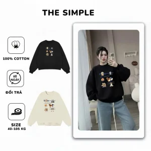 ÁO SWEATER UNISEX IN HÌNH DỄ THƯƠNG – FORM RỘNG COTTON DÀY | THE SIMPLE