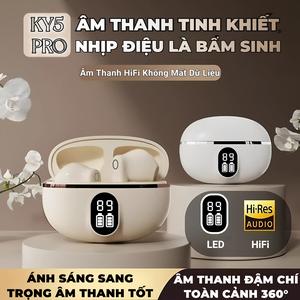 Tai nghe KY5 PRO Nhét Tai Ánh Sáng Mới Nhất [Quà tặng miễn phí] 1 Nhãn dán hoạt hình+1 Bao tay chơi game,Âm thanh nổi mức HiFi, Màn hình kỹ thuật số thông minh, Micrô tích hợp, Chống nước iPX5, Điều khiển cảm ứng,Giảm tiếng ồn ENC