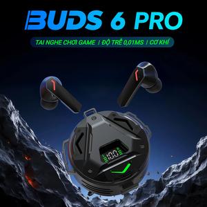 BUDS 6 PRO Chơi Game Tai Nghe, Thiết kế phong cách mecha, Hiệu ứng ánh sáng siêu ấn tượng, Âm thanh nổi cấp độ HiFi, Mic tích hợp chống nước IPX5, Giảm tiếng ồn ENC, Điều khiển cảm ứng, Với iPhone và Android