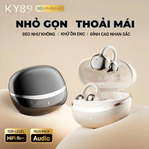 KY89 Tai Nghe Kẹp Tai Mới Nhất, Thiết kế cầu C, Công nghệ lắng nghe hở tai, Tự động nhận dạng trái-phải, Âm thanh nổi cấp HiFi, Chống nước và chống bụi IPX4, Bluetooth 6.0, Kẹp tự do, Không có cảm giác khi đeo