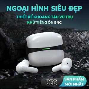 X6 Mới Nhất ENC Tai Nghe [Quà tặng miễn phí] 1 Nhãn dán hoạt hình+1 Bao tay chơi game, Thiết kế viên nang không gian, Âm thanh nổi cấp độ HiFi, Mic tích hợp chống nước IPX5, Giảm tiếng ồn, Tương thích với iPhone và Android